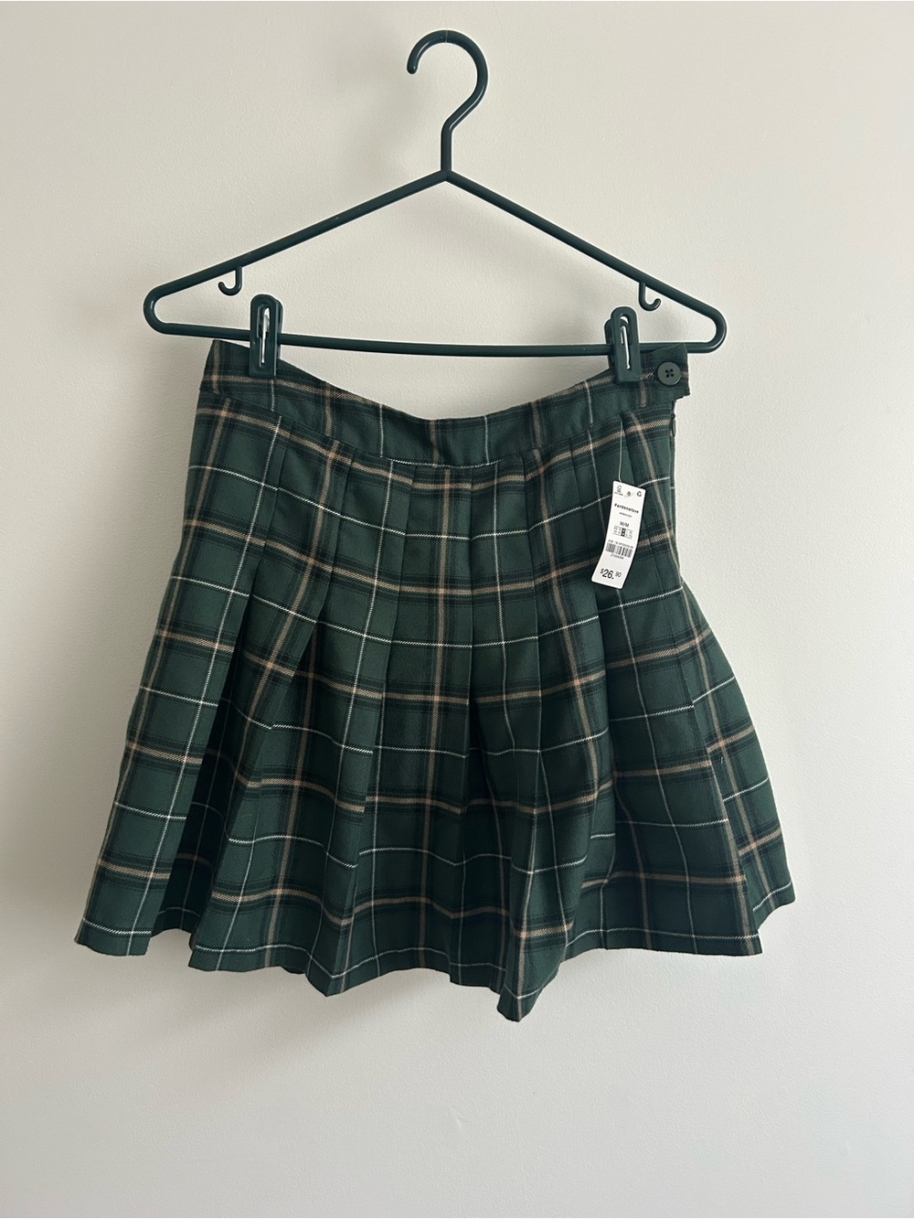 Ardene Dark Green Plaid Skater Skirt